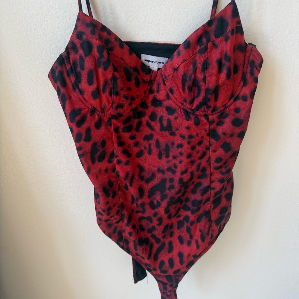 Superdown Scarlet Animal Print Bodysuit